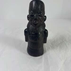 Vintage Hand Carved Makonde Ebony Wood African Tribal Figurine Statue 7.5"